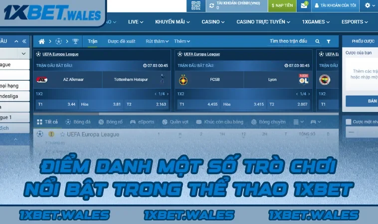 Điểm danh một số trò chơi nổi bật trong Thể Thao 1XBET